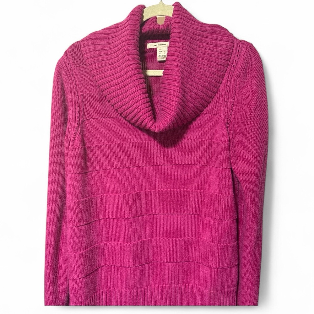 DKNY Fuchsia Cowl Neck Sweater - Large